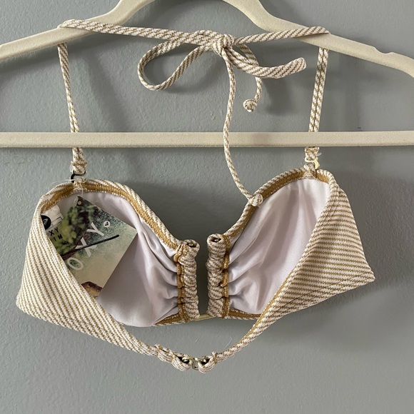 NWT Roxy white and gold bikini top size small - Picture 2 of 13